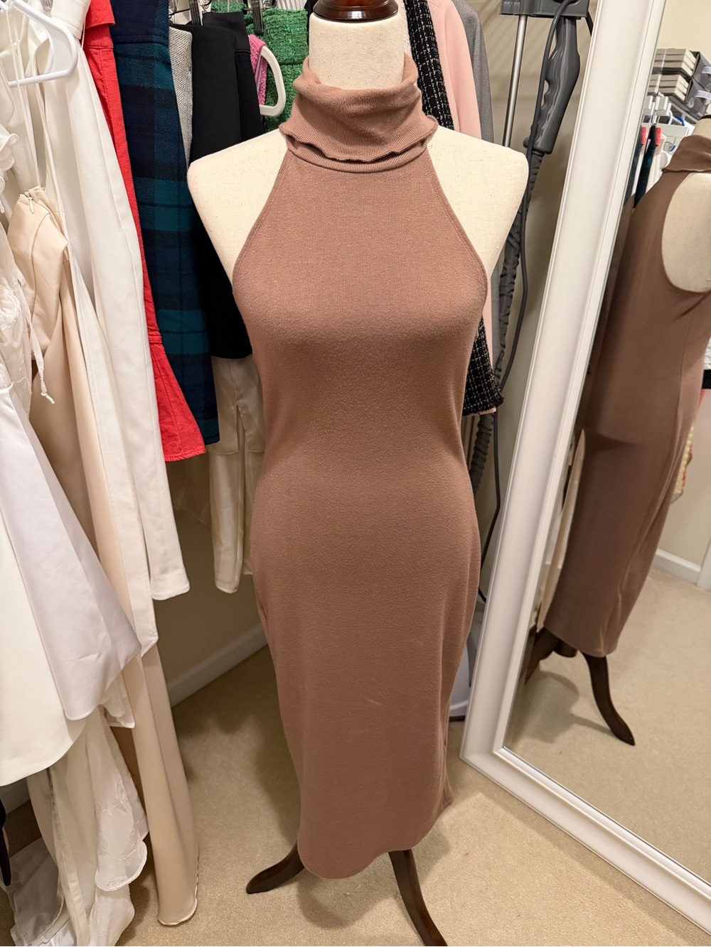 Forever 21 Taupe Stretchy Knit Midi Dress – Size Medium